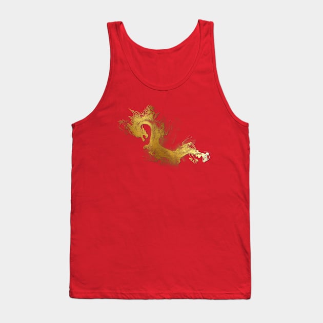 Mystic Golden Dragon Gold plated Mysthical Tank Top by ernstc